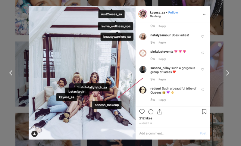 Tapping on Instagram posts to see if there are any influencers tagged in them