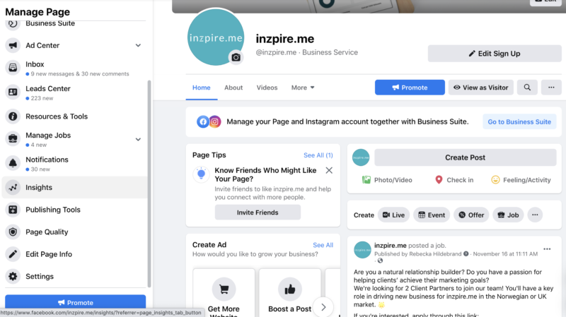 Go to Insights on your Facebook Page